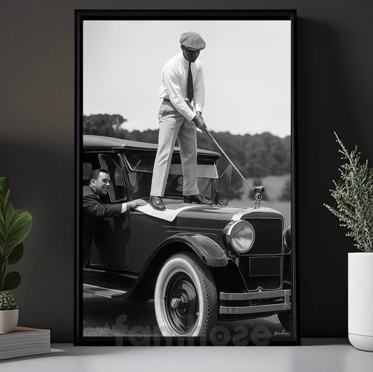 Vintage Golf Canvas Painting, Car Roof As Friend Cheers Wall Art Decor, Poster Gift For Golf Lovers