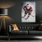 Christmas Hockey Canvas Painting, Santa Playing Ice Hockey Wall Art Decor, Xmas Poster Gift For Hockey Lovers