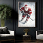Christmas Hockey Canvas Painting, Santa Playing Ice Hockey Wall Art Decor, Xmas Poster Gift For Hockey Lovers