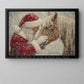 Christmas Horse Canvas Painting, Rustic Santa Woman And Horse Wall Art Decor, Xmas Poster Gift For Horse Lovers