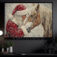 Christmas Horse Canvas Painting, Rustic Santa Woman And Horse Wall Art Decor, Xmas Poster Gift For Horse Lovers