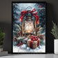 Christmas Canvas Painting, Glowing Winter Lantern Wall Art Decor, Xmas Poster Gift