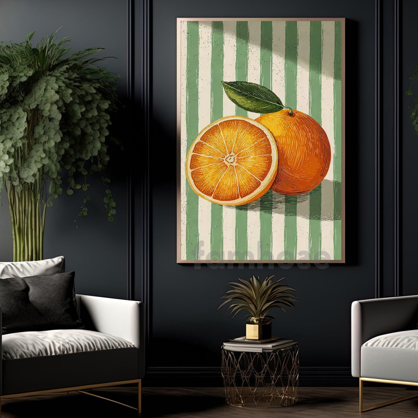 Retro Orange Canvas Painting, Fresh Citrus Delight Wall Art Decor, Poster Gift To Decor House Or Office