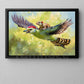 Surreal Animal Friendship Canvas Painting, A Weasel Riding A Woodpecker Wall Art Decor, Natural Poster Gift For Wild Animals Lover