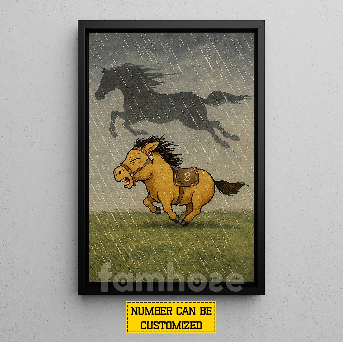 Motivational Personalized Baby Horse Canvas Painting, Shadow Horse Spirit Wall Art Decor, Poster Gift For Horse Lover