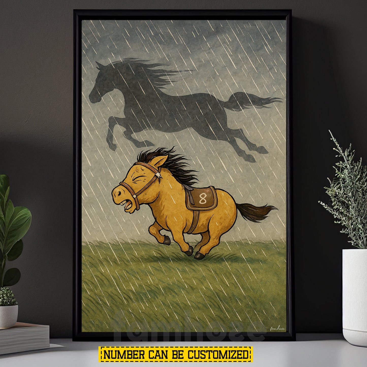 Motivational Personalized Baby Horse Canvas Painting, Shadow Horse Spirit Wall Art Decor, Poster Gift For Horse Lover