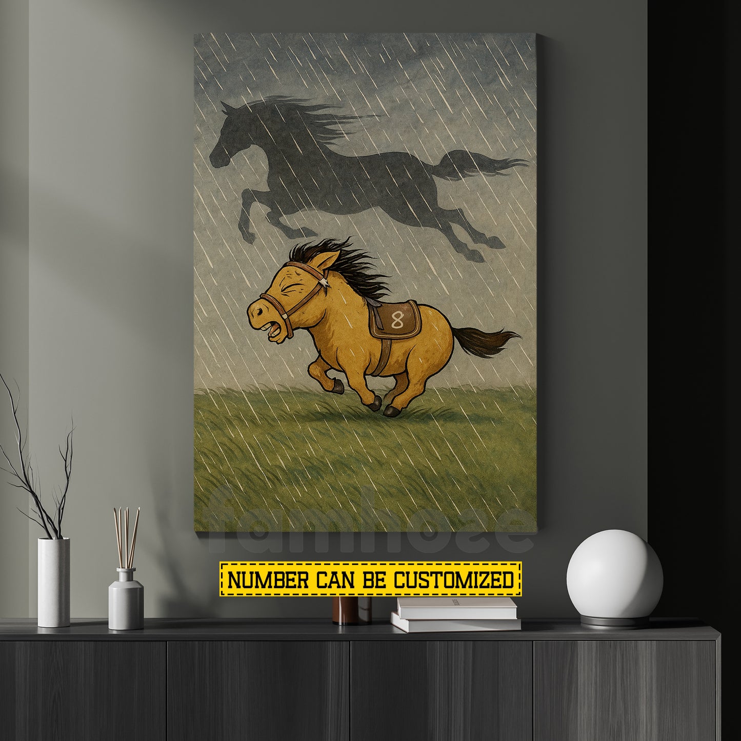 Motivational Personalized Baby Horse Canvas Painting, Shadow Horse Spirit Wall Art Decor, Poster Gift For Horse Lover