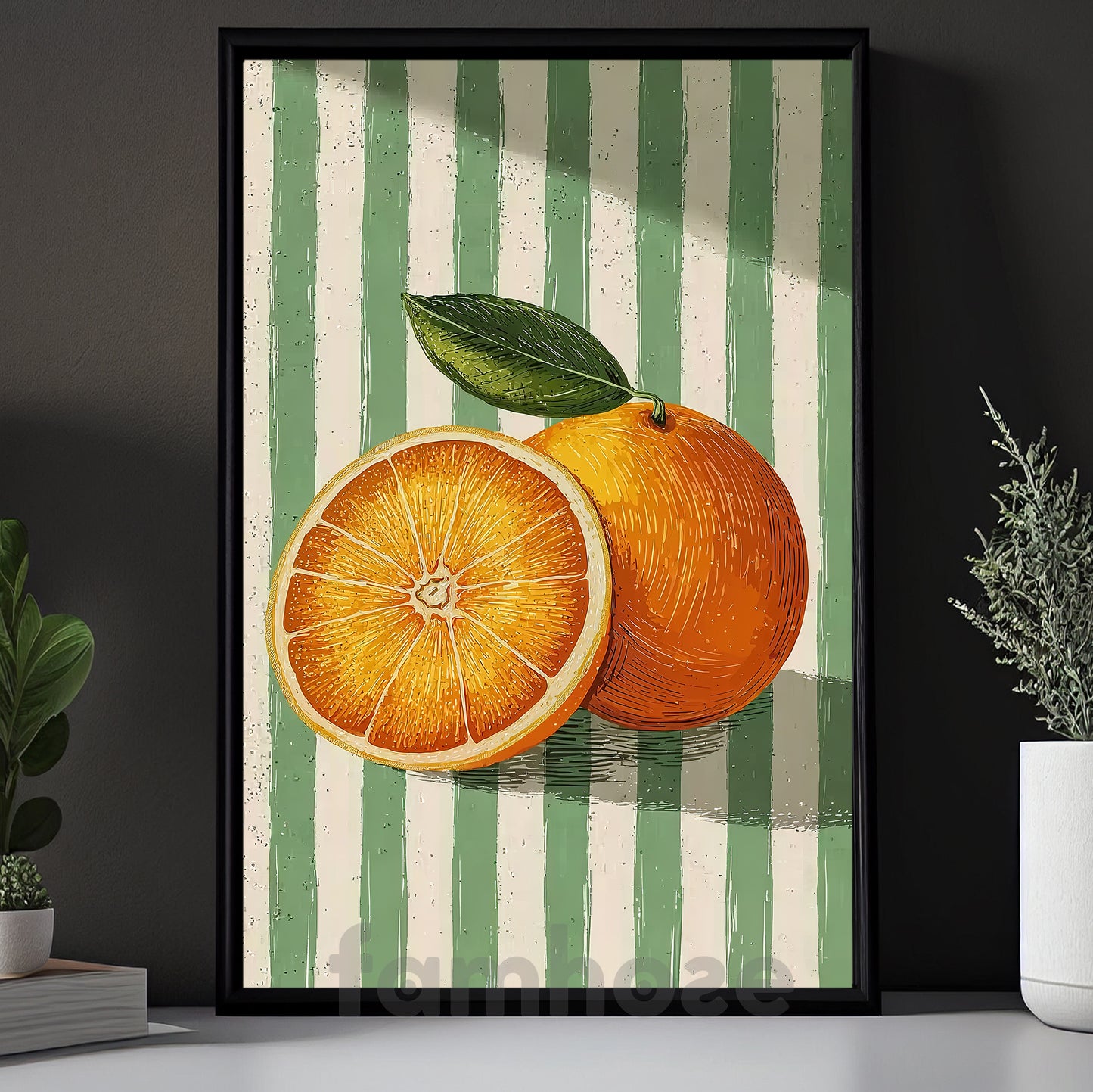 Retro Orange Canvas Painting, Fresh Citrus Delight Wall Art Decor, Poster Gift To Decor House Or Office