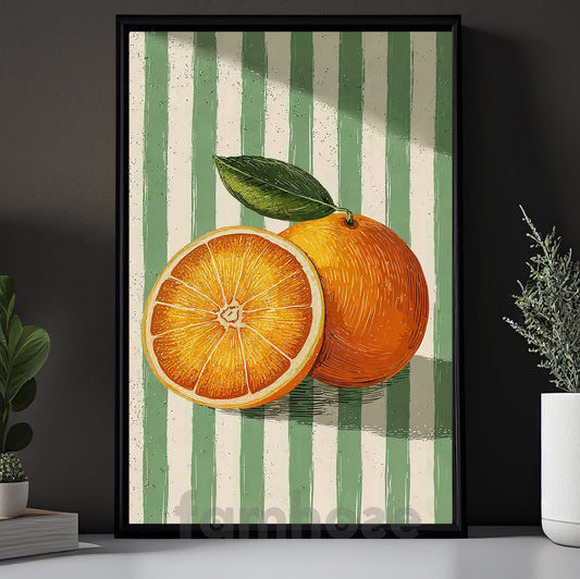 Retro Orange Canvas Painting, Fresh Citrus Delight Wall Art Decor, Poster Gift To Decor House Or Office