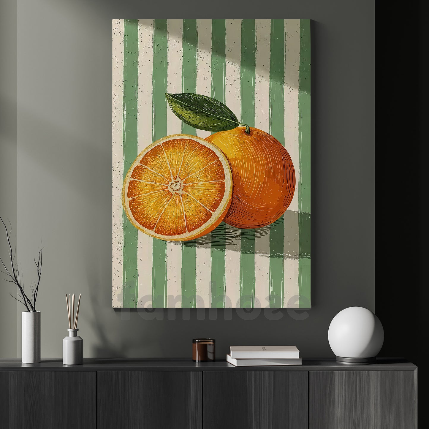 Retro Orange Canvas Painting, Fresh Citrus Delight Wall Art Decor, Poster Gift To Decor House Or Office