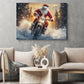 Christmas Motocross Canvas Painting, Santa’s Wild Snow Ride Wall Art Decor, Xmas Poster Gift For Motocross Lover