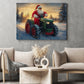 Christmas Farm Tractor Canvas Painting, Santa Rides A Green Tractor Wall Art Decor, Xmas Poster Gift For Tractor Lover