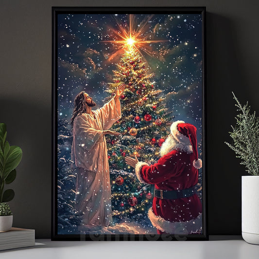 Christmas Jesus Canvas Painting, Holy Light Christmas Scene Xmas Wall Art Decor, Christian Poster Gift
