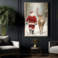 Christmas Canvas Painting, Santa Walking With His Reindeer Wall Art Decor, Xmas Poster Gift To Decor House Or Office