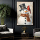 Christmas Snowman Canvas Painting, Charming Snowman With Cardinal Wall Art Decor, Xmas Poster Gift To Decor House Or Office