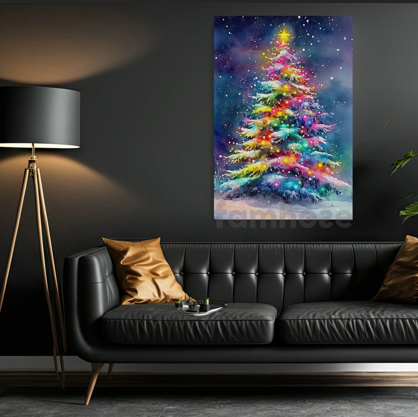 Christmas Tree Canvas Painting, Winter Wonderland Wall Art Decor, Xmas Poster Gift To Decor House Or Office