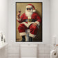 Funny Christmas Toilet Canvas Painting, Santa Claus In His Toilet Bathroom Wall Art Decor, Xmas Restroom Poster Gift
