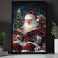 Christmas Book Canvas Painting, Santa Is Reading A Book Wall Art Decor, Xmas Poster Gift For Book Lover