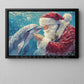 Christmas Dolphin Canvas Painting, Santa Claus And Dolphin Wall Art Decor, Xmas Poster Gift For Dolphin Lover