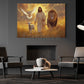 Jesus Canvas Painting, Walking In Divine Light With Lion Sheep & Bird Wall Art Decor, God Poster Gift For Christian
