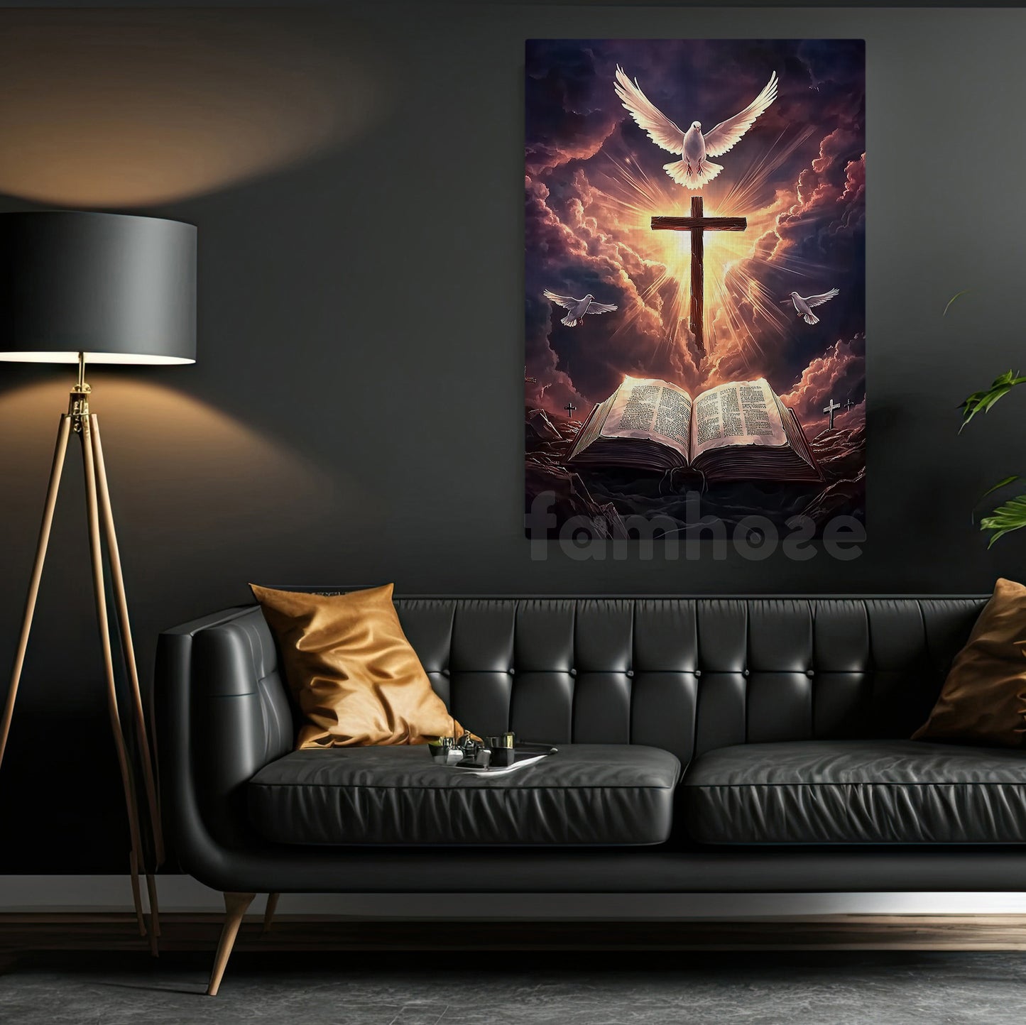 God Canvas Painting, Where Heaven Meets Faith Christian Wall Art Decor, Poster Gift For Jesus Lover