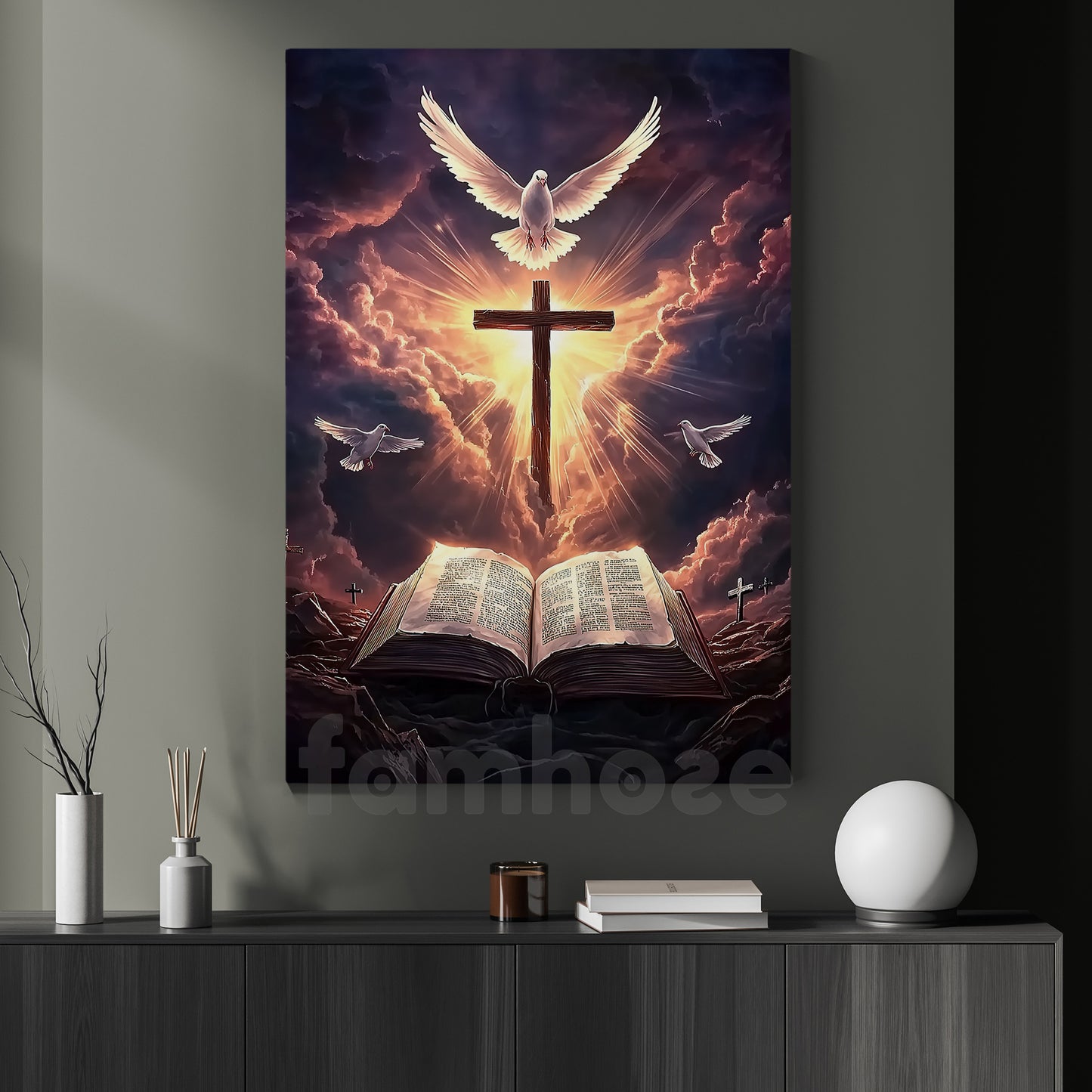 God Canvas Painting, Where Heaven Meets Faith Christian Wall Art Decor, Poster Gift For Jesus Lover