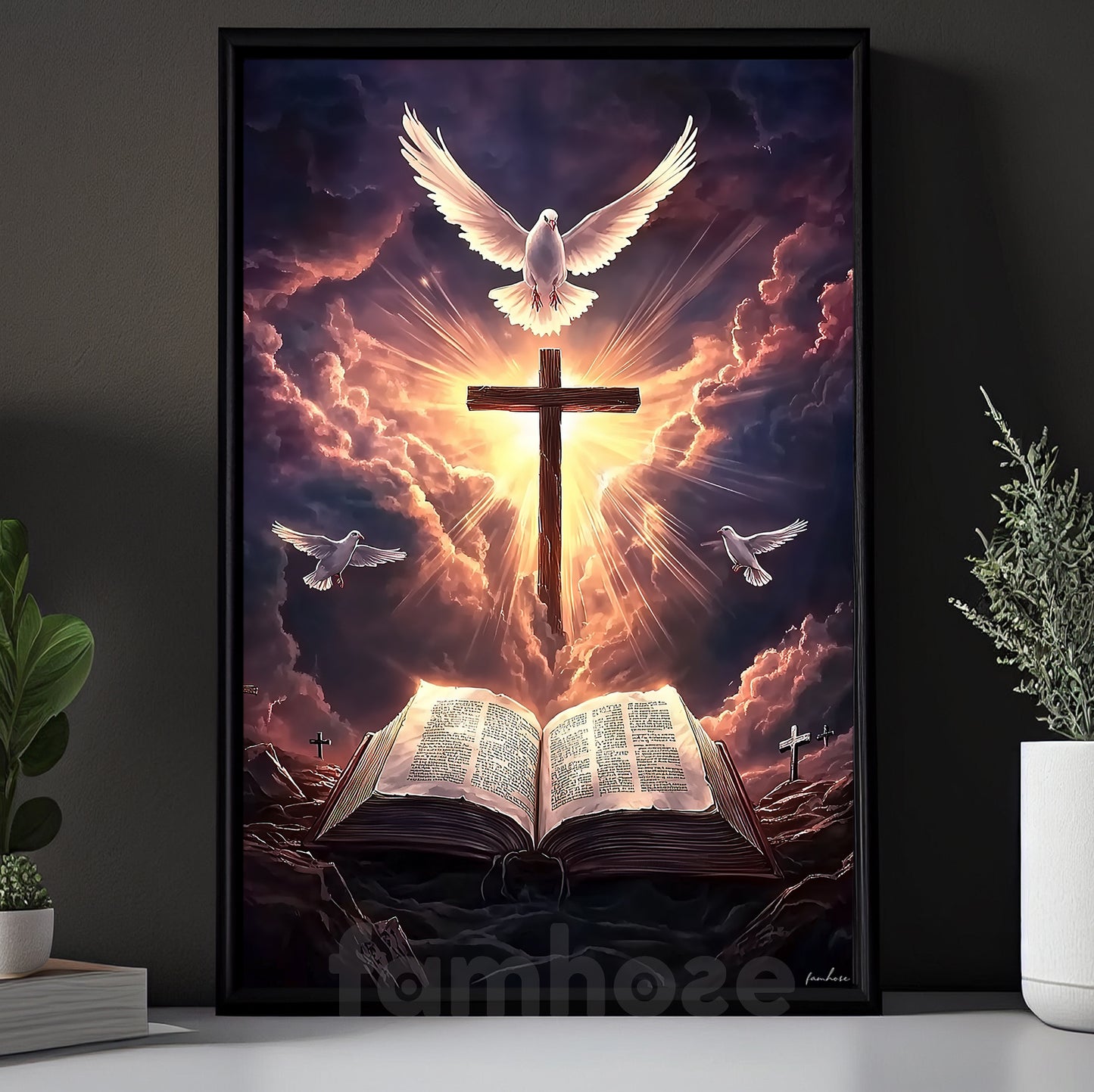 God Canvas Painting, Where Heaven Meets Faith Christian Wall Art Decor, Poster Gift For Jesus Lover