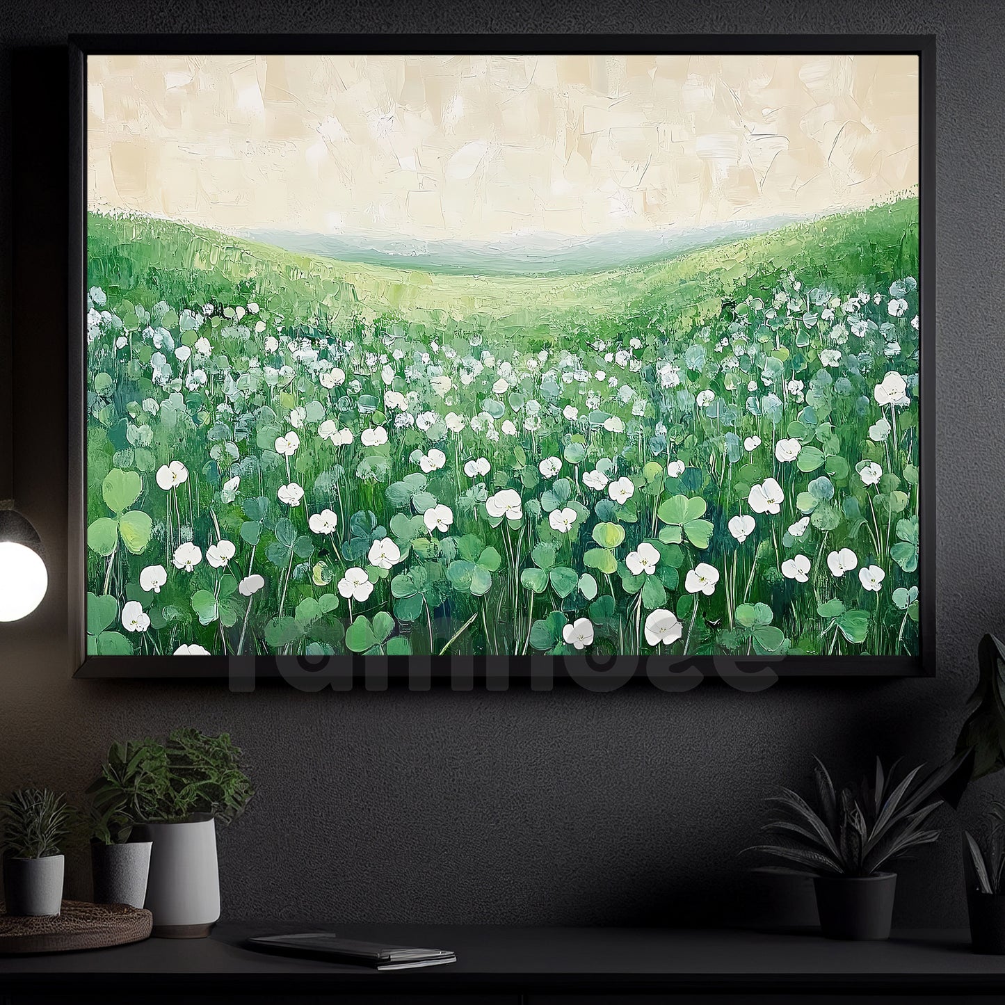 Four-Leaf Clover Canvas Painting, A Quiet Meadow Of Irish Luck Wall Art Decor, Poster St Patrick's Day Gift For Irish Lover