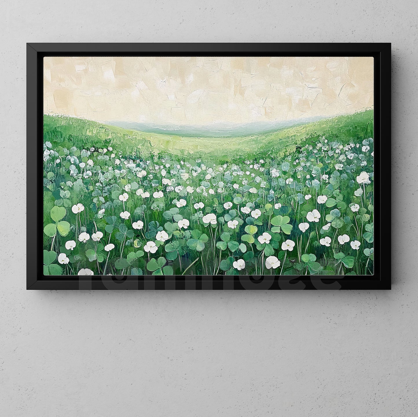 Four-Leaf Clover Canvas Painting, A Quiet Meadow Of Irish Luck Wall Art Decor, Poster St Patrick's Day Gift For Irish Lover