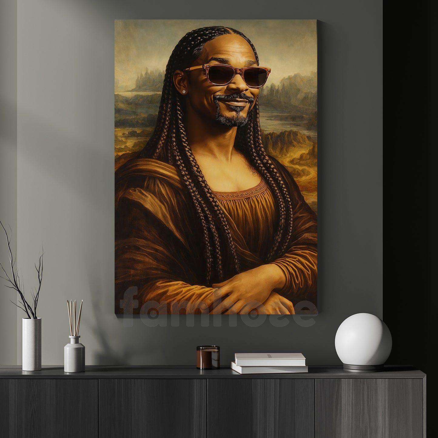 Funny Mona Lisa Canvas Painting, The Notorious Mona Wall Art Decor, Poster Gift For Snoop Dog Rapper Fan