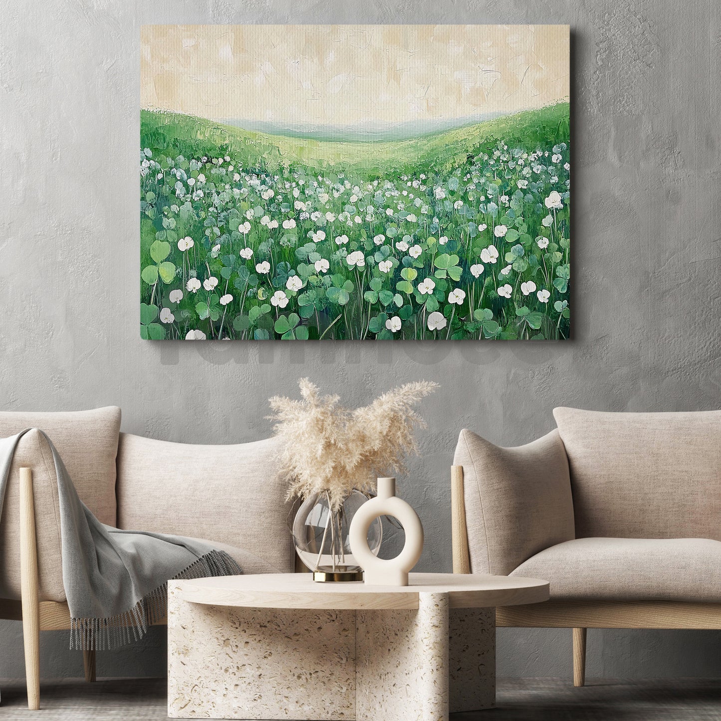 Four-Leaf Clover Canvas Painting, A Quiet Meadow Of Irish Luck Wall Art Decor, Poster St Patrick's Day Gift For Irish Lover