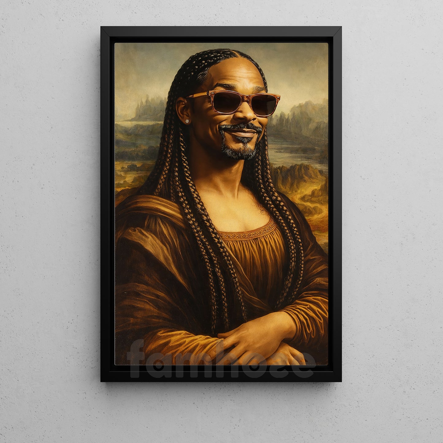 Funny Mona Lisa Canvas Painting, The Notorious Mona Wall Art Decor, Poster Gift For Snoop Dog Rapper Fan