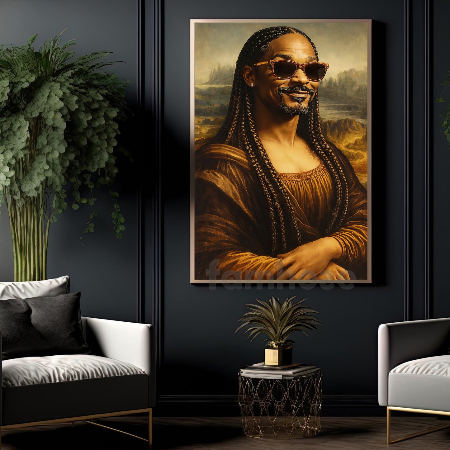 Funny Mona Lisa Canvas Painting, The Notorious Mona Wall Art Decor, Poster Gift For Snoop Dog Rapper Fan