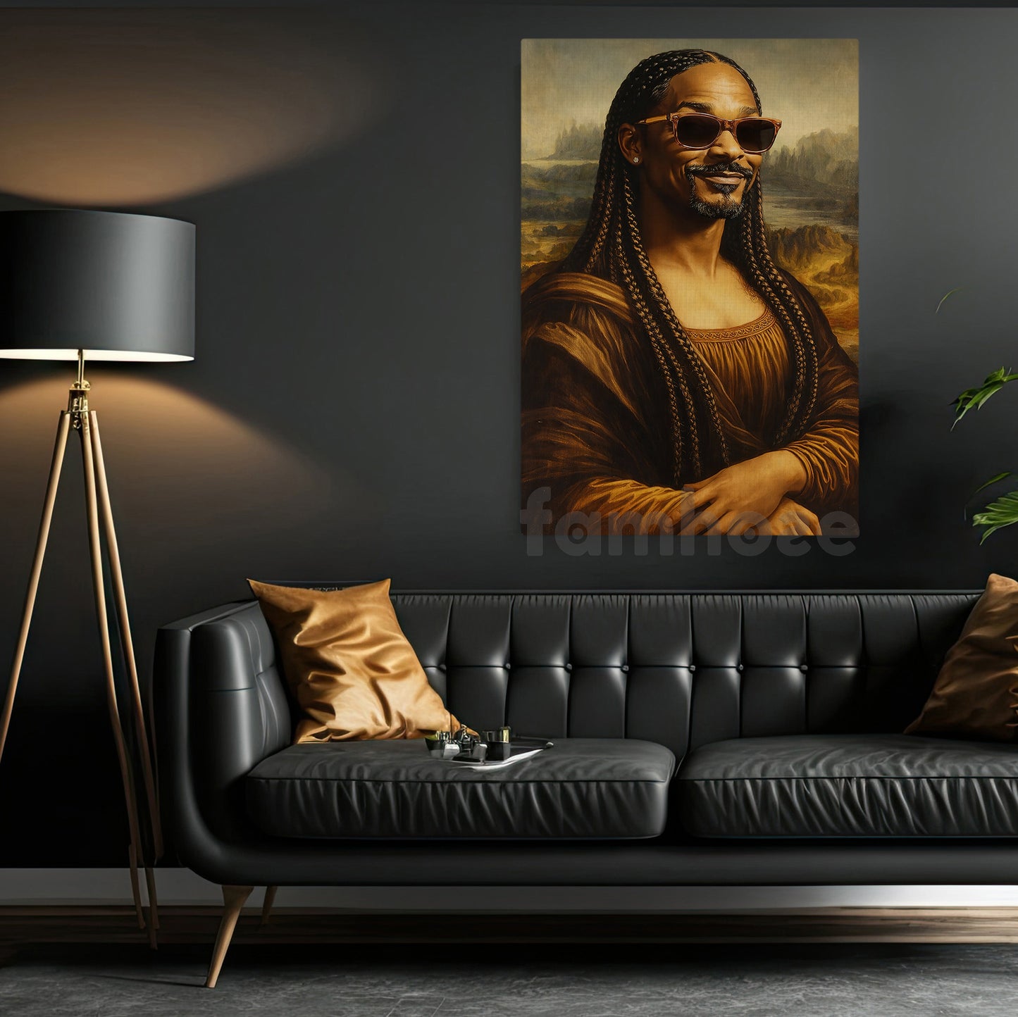 Funny Mona Lisa Canvas Painting, The Notorious Mona Wall Art Decor, Poster Gift For Snoop Dog Rapper Fan