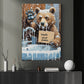 Cute Bear Toilet Canvas Painting, Wash Your Paws Bathroom Wall Art Decor, Restroom Poster Gift For Bear Lover