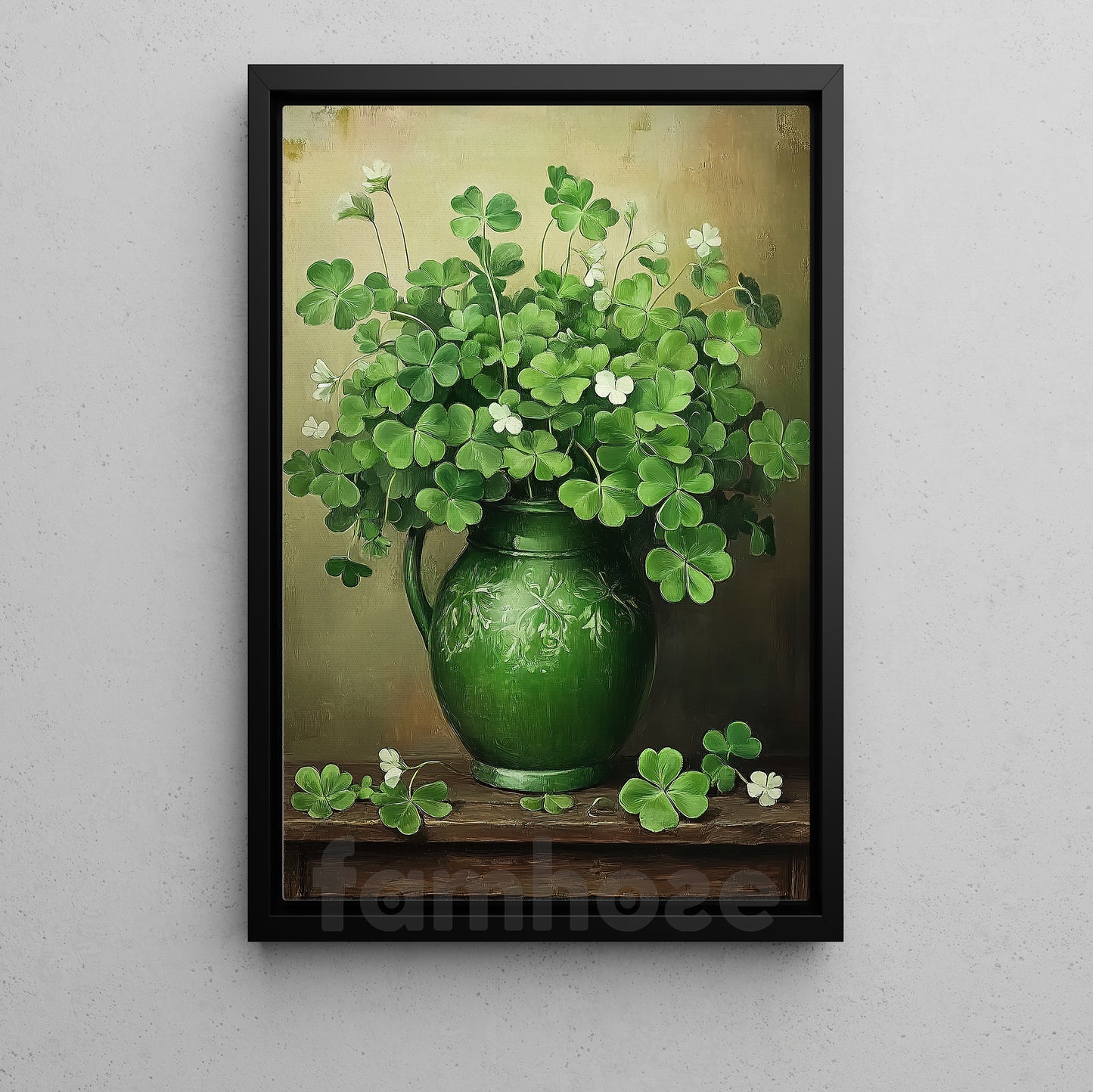 Four-Leaf Clover Canvas Painting, A Jar Full Of Irish Luck Wall Art Decor, Poster St Patrick's Day Gift For Irish Lover
