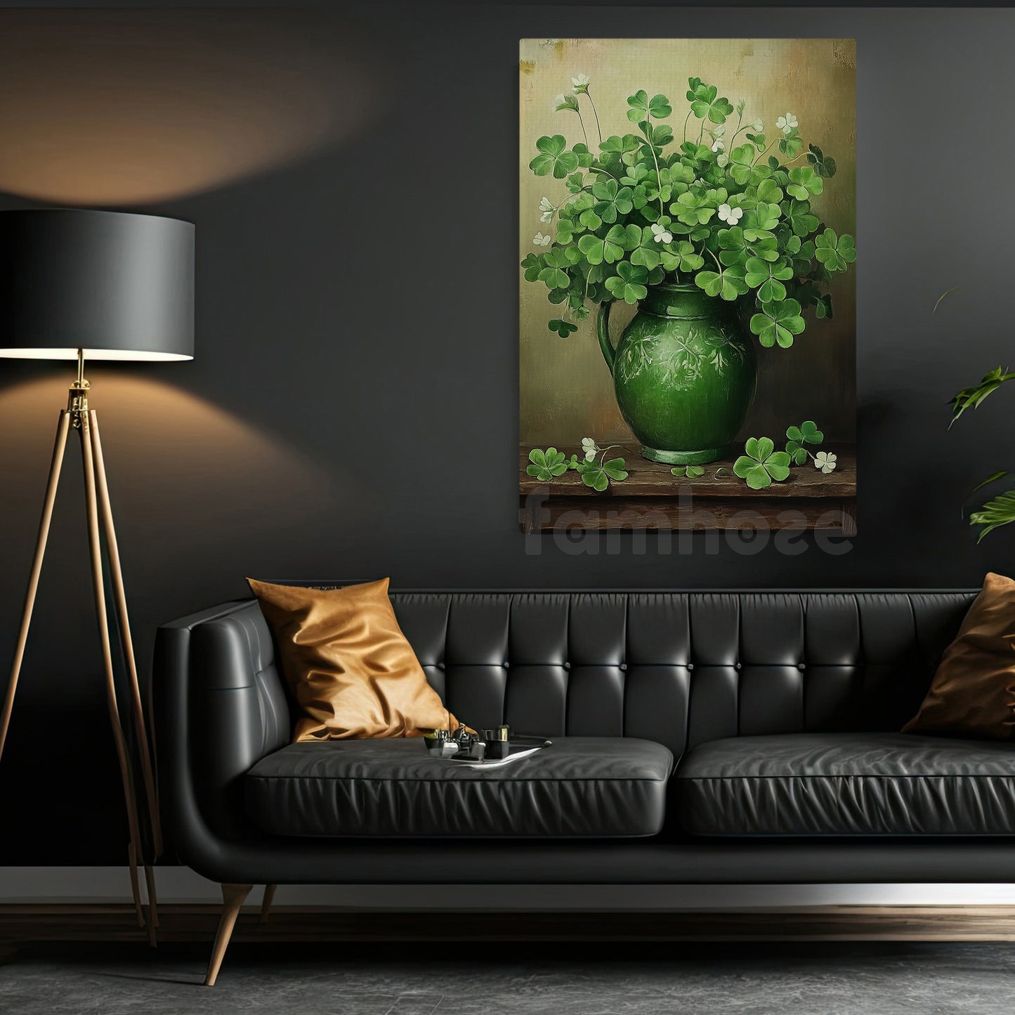 Four-Leaf Clover Canvas Painting, A Jar Full Of Irish Luck Wall Art Decor, Poster St Patrick's Day Gift For Irish Lover