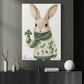Four-Leaf Clover Canvas Painting, Lucky Little Bunny Holding A Clover Wall Art Decor, Poster St Patrick's Day Gift For Irish Lover