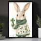 Four-Leaf Clover Canvas Painting, Lucky Little Bunny Holding A Clover Wall Art Decor, Poster St Patrick's Day Gift For Irish Lover