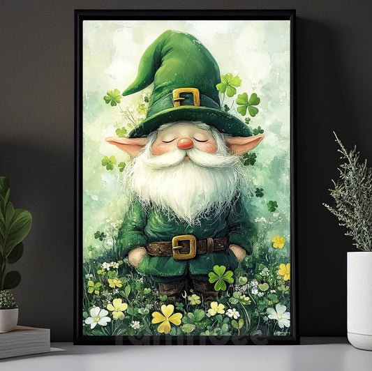 Four-Leaf Clover Leprechaun Canvas Painting, A Quiet Moment Of Irish Magic Wall Art Decor, Poster St Patrick's Day Gift For Irish Lover
