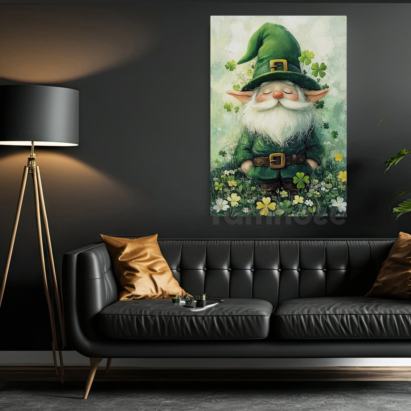 Four-Leaf Clover Leprechaun Canvas Painting, A Quiet Moment Of Irish Magic Wall Art Decor, Poster St Patrick's Day Gift For Irish Lover