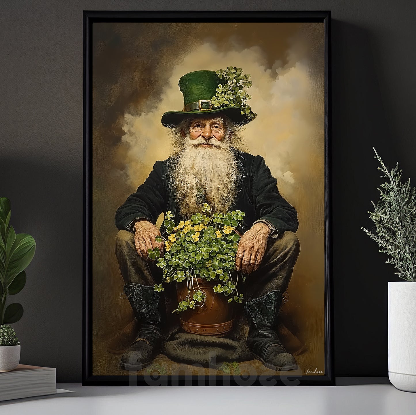 Four-Leaf Clover Canvas Painting, The Keeper Of Luck Wall Art Decor, Shamrock Poster St Patrick's Day Gift For Irish Lover