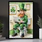Funny Lucky Shamrock Leprechaun Toilet Canvas Painting, Irish Luck Takes A Break Bathroom Wall Art Decor, Restroom Poster St Patrick's Day Gift For Irish Lover