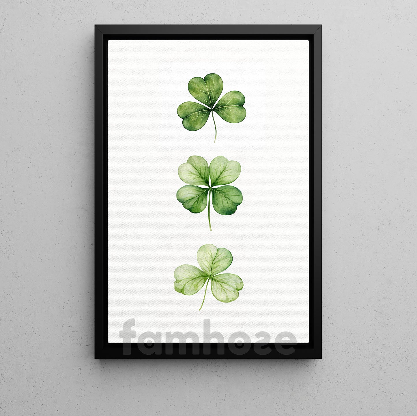 Four-Leaf Clover Canvas Painting, Three Leaves of Luck Wall Art Decor, Shamrock Poster St Patrick's Day Gift For Irish Lover