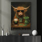 Four-Leaf Clover Highland Cow Canvas Painting, Too Cool For The Pasture Wall Art Decor, Shamrock Poster St Patrick's Day Gift For Irish Lover