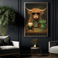 Four-Leaf Clover Highland Cow Canvas Painting, Too Cool For The Pasture Wall Art Decor, Shamrock Poster St Patrick's Day Gift For Irish Lover