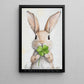 Four-Leaf Clover Rabbit Canvas Painting, A Bunny’s Wish Of Good Fortune Wall Art Decor, Shamrock Poster St Patrick's Day Gift For Irish Lover