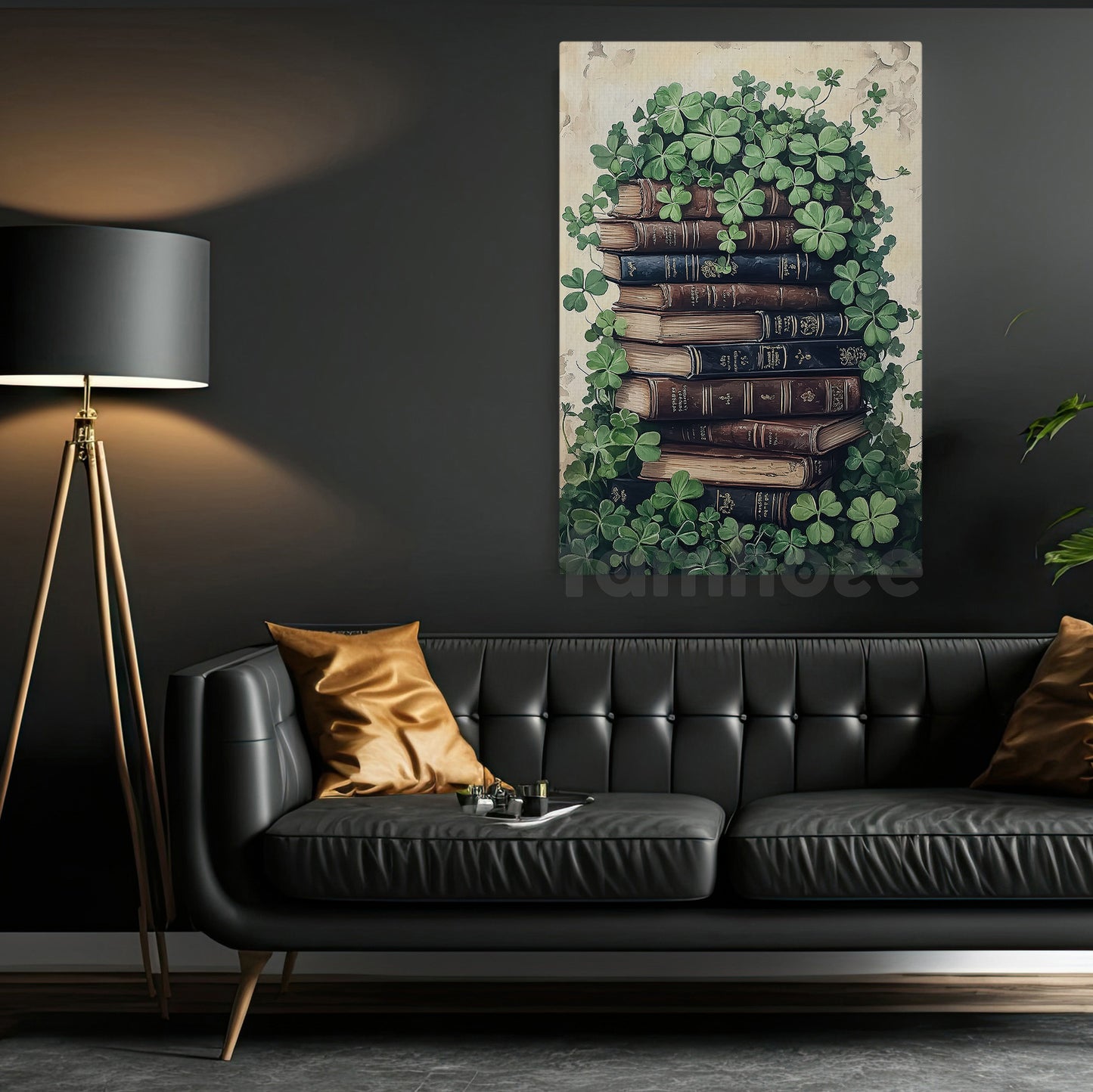 Four-Leaf Clover Books Canvas Painting, Pages Of Luck Wall Art Decor, Shamrock Poster St Patrick's Day Gift For Irish Lover