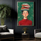 Reading Girl Canvas Painting, Dreamy Girl With Books Wall Art Decor, Poster Gift For Book Lover