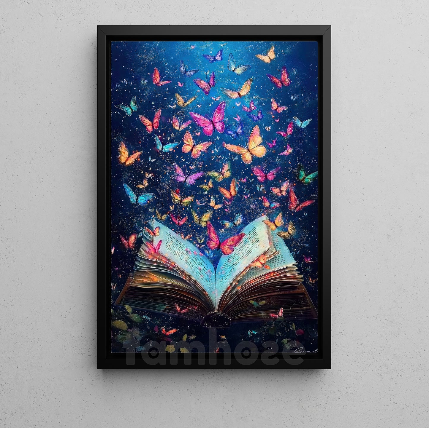 Book Canvas Painting, Butterfly Book Fantasy Wall Art Decor, Poster Gift For Reading Lovers